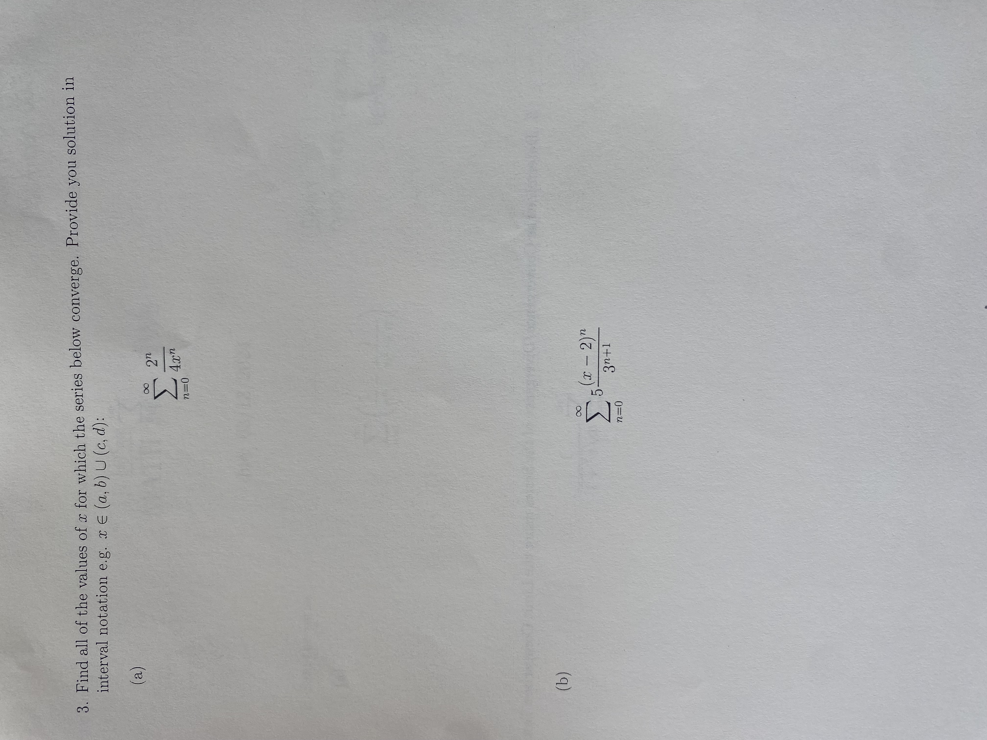 Solved Find all of the values of x ﻿for which the series | Chegg.com