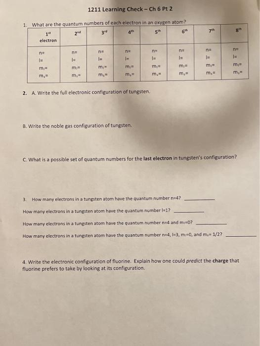 Solved 1211 Learning Check - Ch 6 Pt 2 1 What are the | Chegg.com