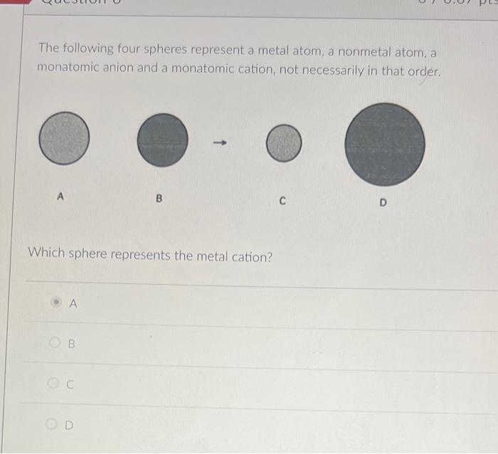 Solved The following four spheres represent a metal atom, a | Chegg.com