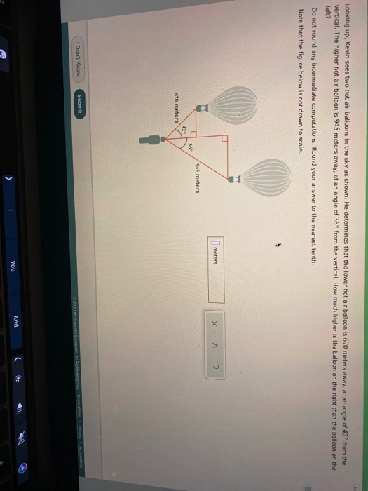 Solved Looking Up, Kevin Sees Two Hot Air Balloons In The | Chegg.com