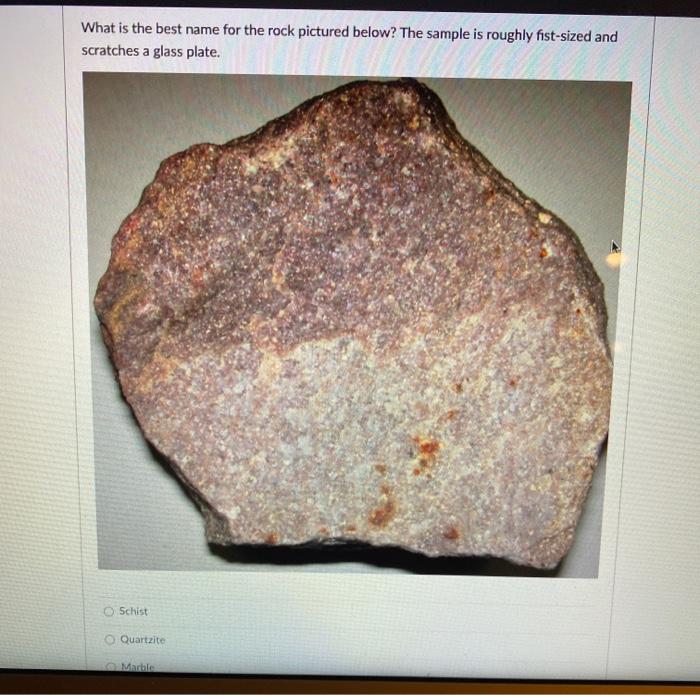 Solved What is the best name for the rock pictured below? | Chegg.com