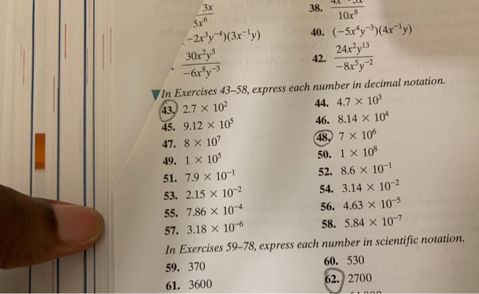 40x38 Math Solved 38. 20 41'JU 10.x8 40. (-5x²,-3) (4x²y) 10x® 5. | Chegg.com