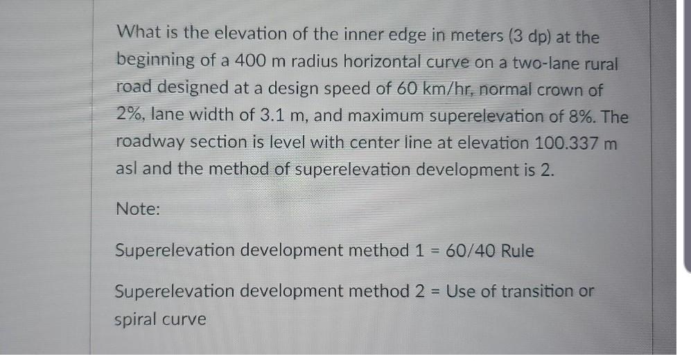 Solved What is the elevation of the inner edge in meters (3 | Chegg.com