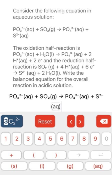 Solved Consider The Following Equation In Aqueous Solutio Chegg Com