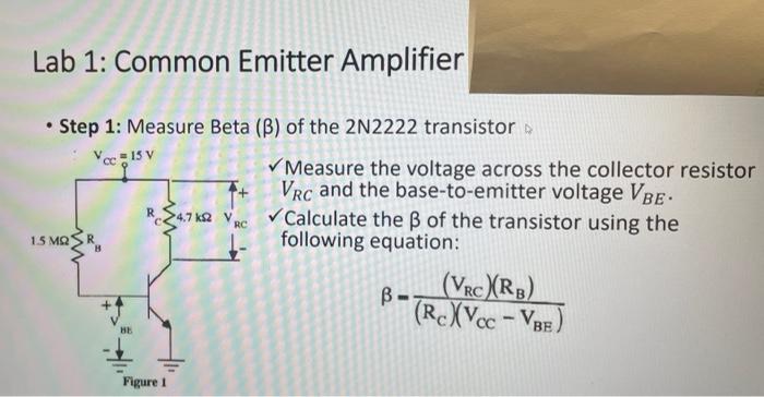 Solved Lab 1: Common Emitter Amplifier • Step 1: Measure | Chegg.com