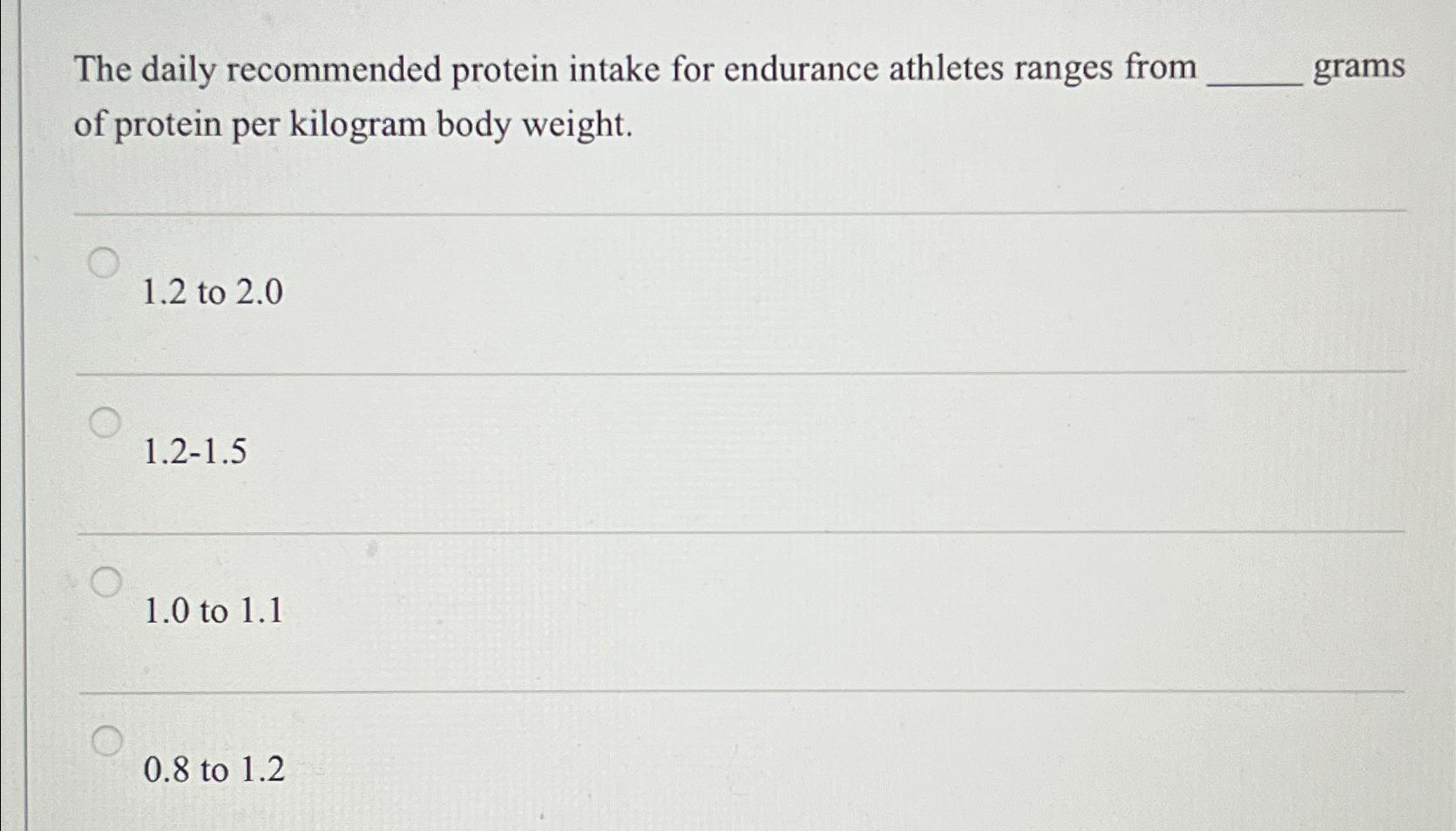 Solved The daily protein intake for endurance