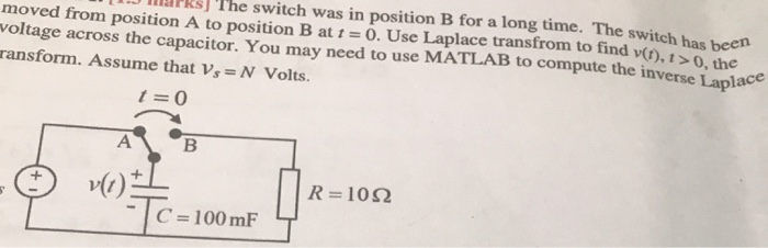Marks The Switch Was In Position B For A Long Tim Chegg Com