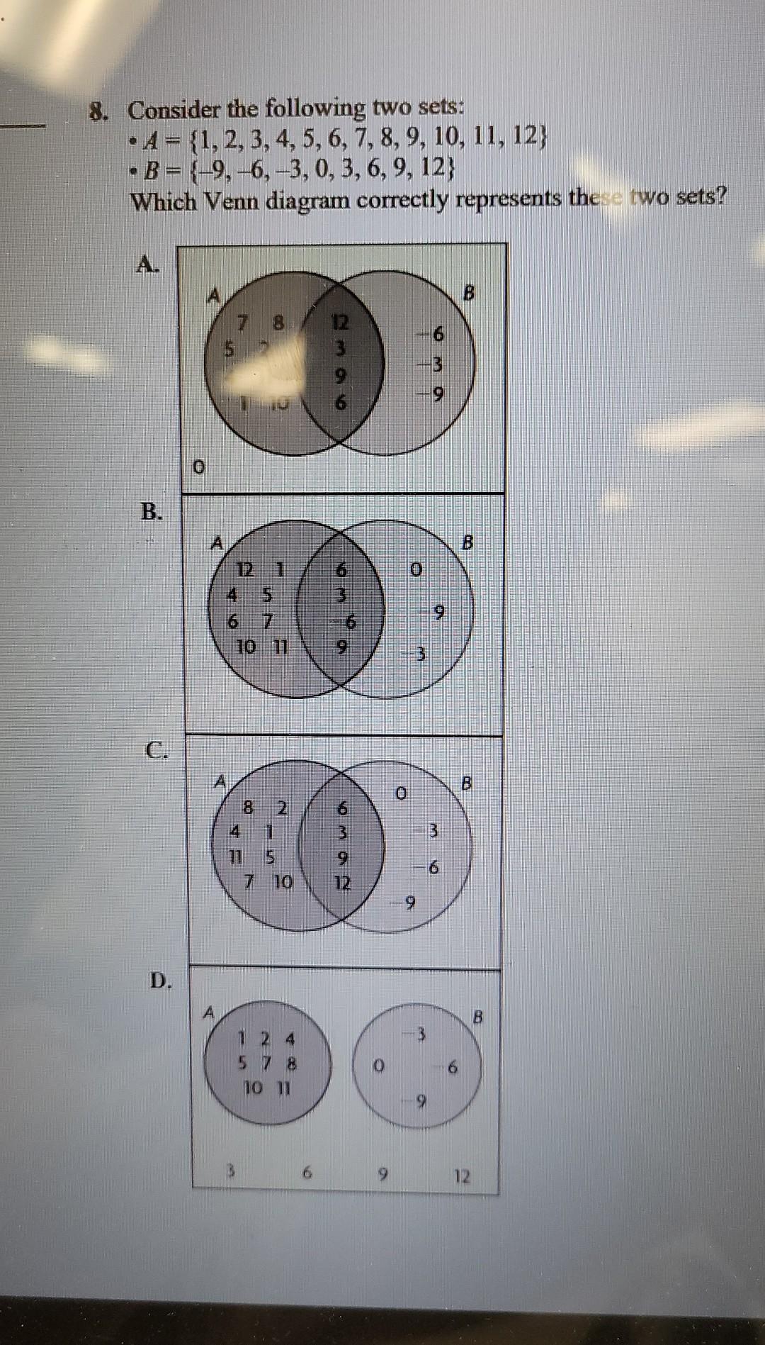 Solved 8. Consider The Following Two Sets: • A= | Chegg.com