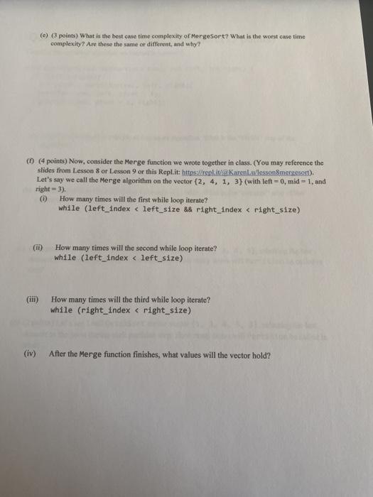 Solved Question 3 - Understanding Merge Sort (15 points) | Chegg.com
