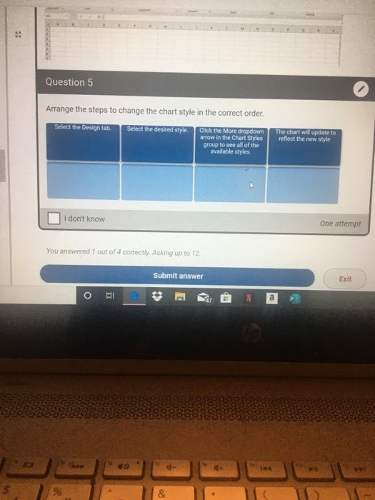Solved Question 5 Arrange the steps to change the chart | Chegg.com