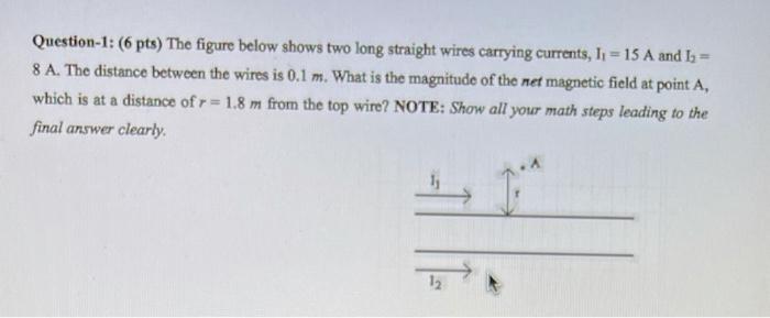 Solved Question-1: (6 pts) The figure below shows two long | Chegg.com