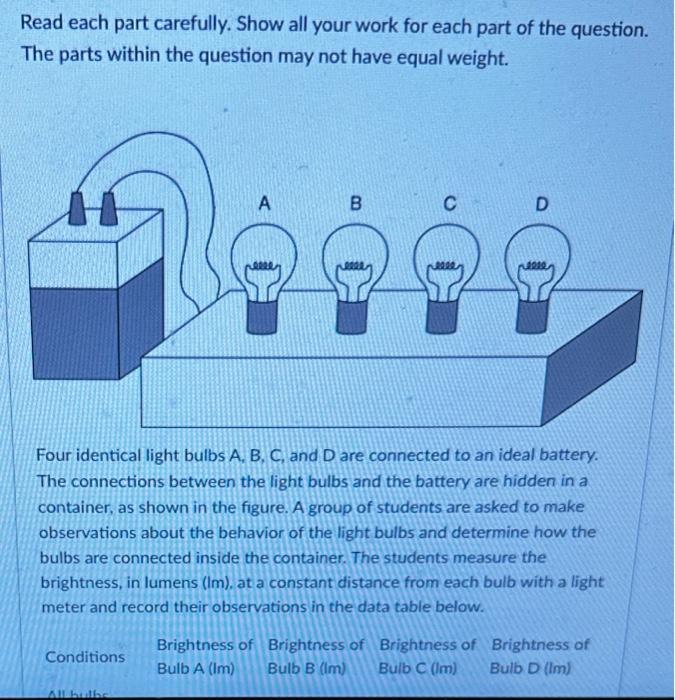 Solved Read each part carefully. Show all your work for each | Chegg.com