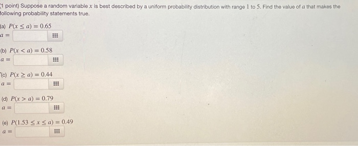 Solved 1 point) Suppose a random variable x is best | Chegg.com