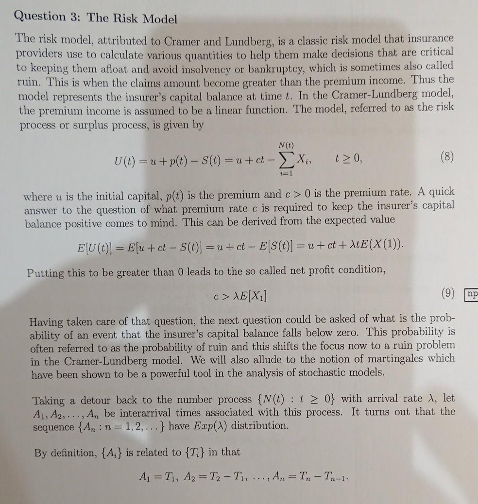 Solved Question 3: The Risk Model The risk model, attributed | Chegg.com