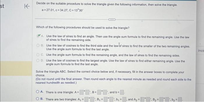 Solved Decide on the suitable procedure to solve the | Chegg.com