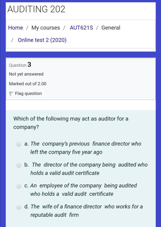 Solved Question 1 Not Yet Answered Marked Out Of 2.00 P Flag | Chegg.com