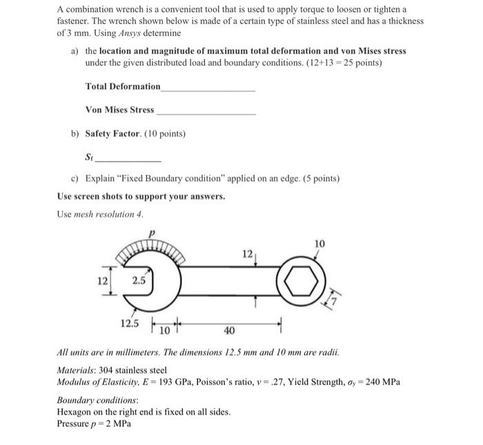 Solved A combination wrench is a convenient tool that is | Chegg.com