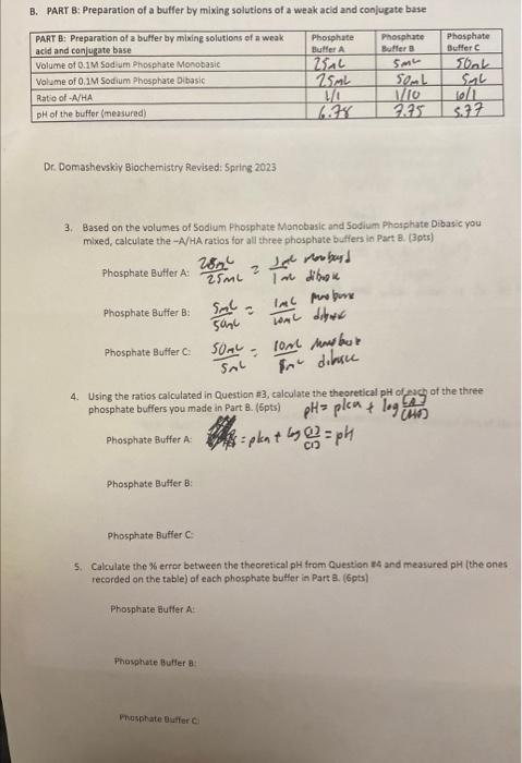 B. PART B: Preparation Of A Buffer By Mixing | Chegg.com