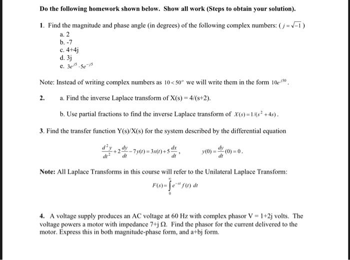 Solved Do the following homework shown below. Show all work | Chegg.com