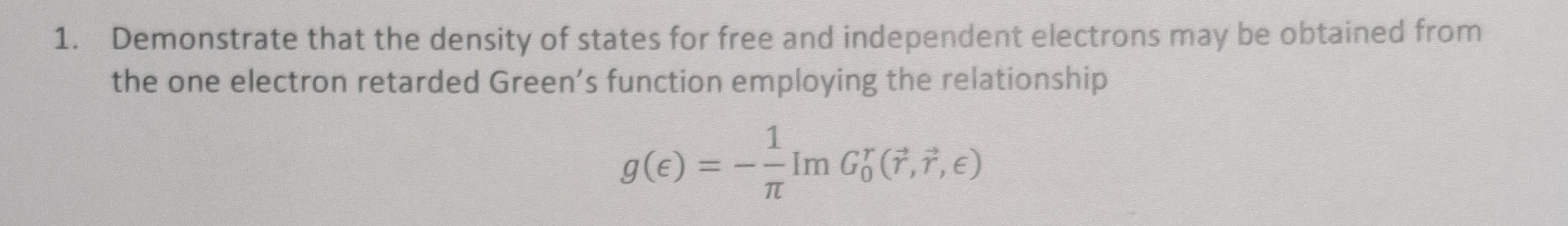 Solved Demonstrate that the density of states for free and | Chegg.com