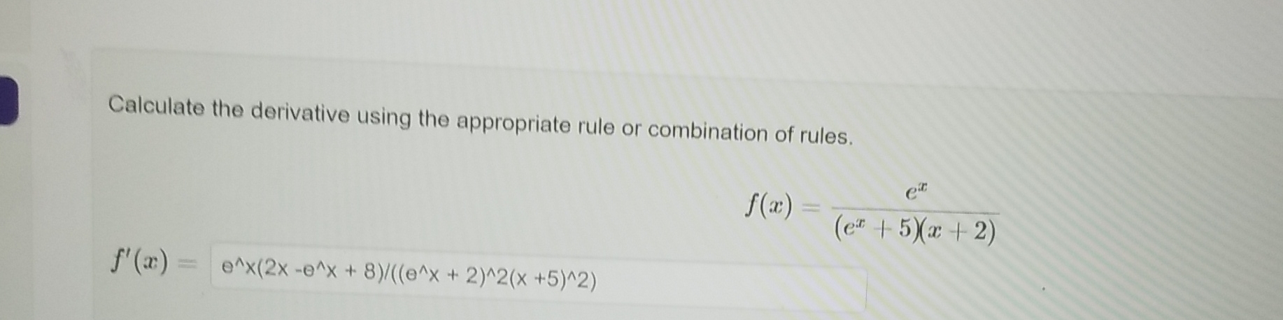 Solved Calculate the derivative using the appropriate rule | Chegg.com