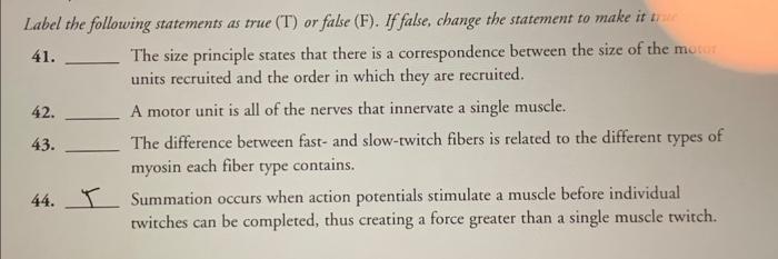 Solved Label the following statements as true (T) or false | Chegg.com