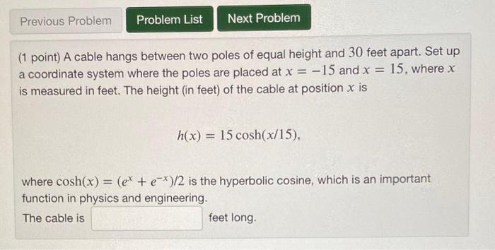 Solved Previous Problem Problem List Next Problem - (1 | Chegg.com