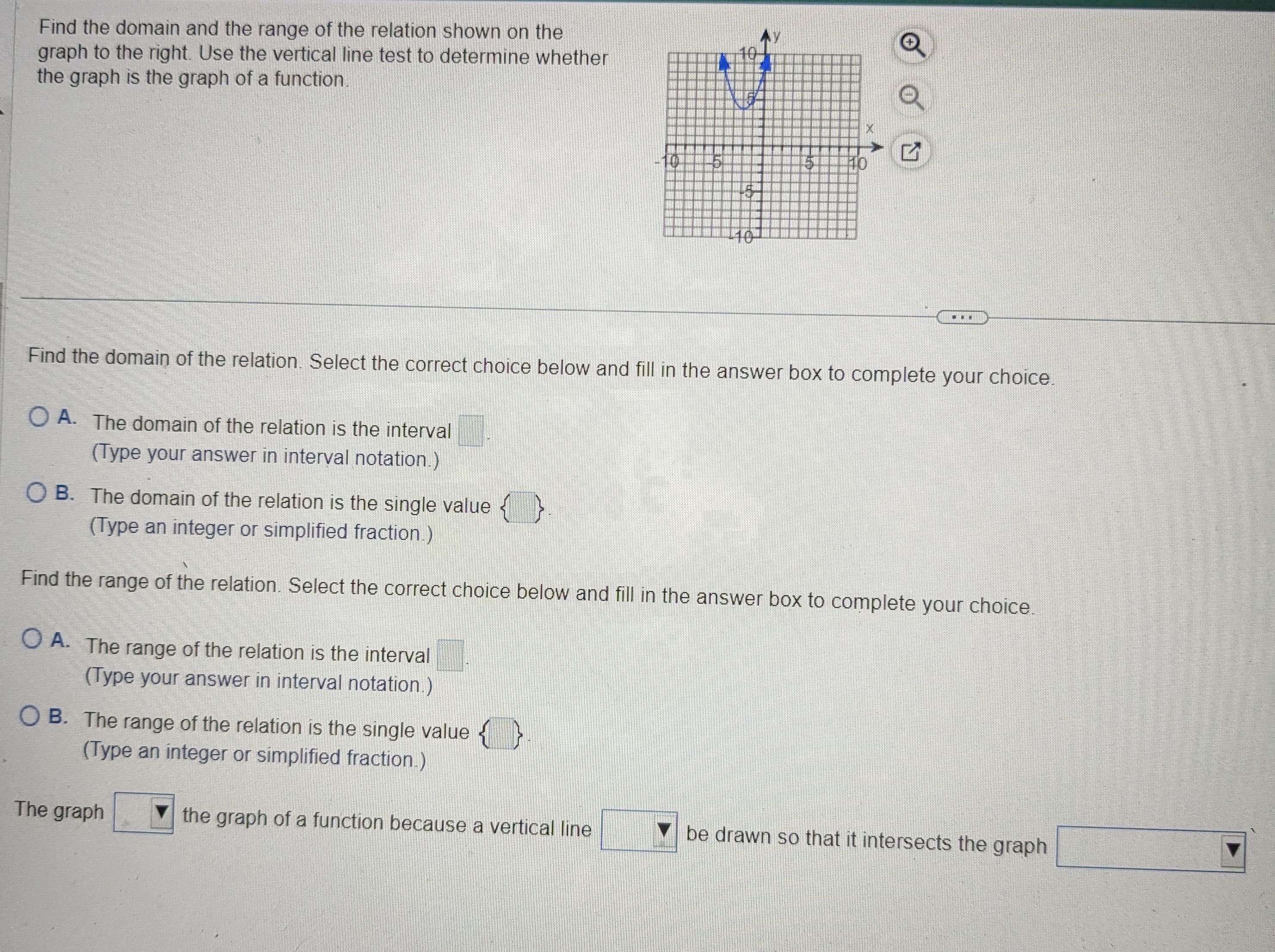 Solved Find the domain and the range of the relation shown | Chegg.com