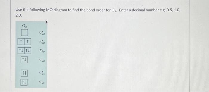 Solved Use the following MO diagram to find the bond order | Chegg.com
