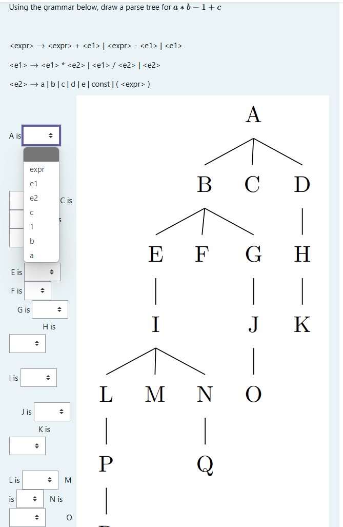 Solved Using the grammar below, draw a parse tree for | Chegg.com