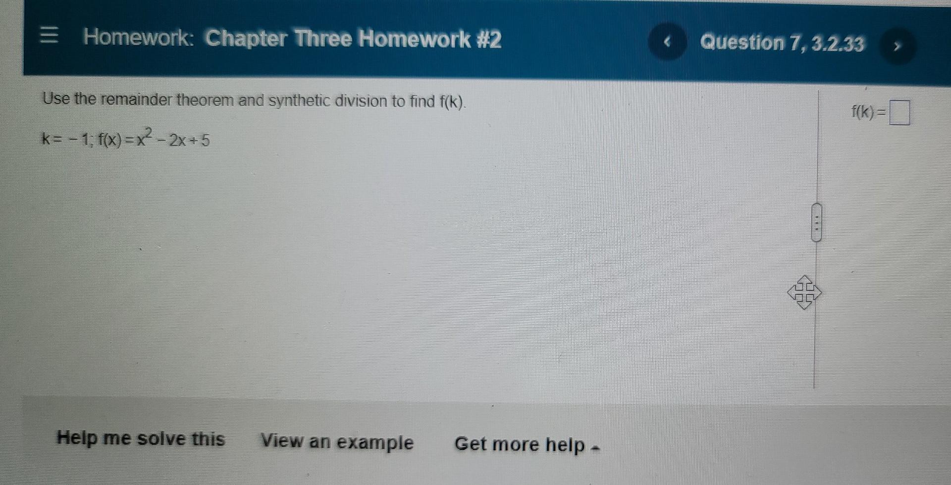 Solved = Homework: Chapter Three Homework #2 Question 7, | Chegg.com