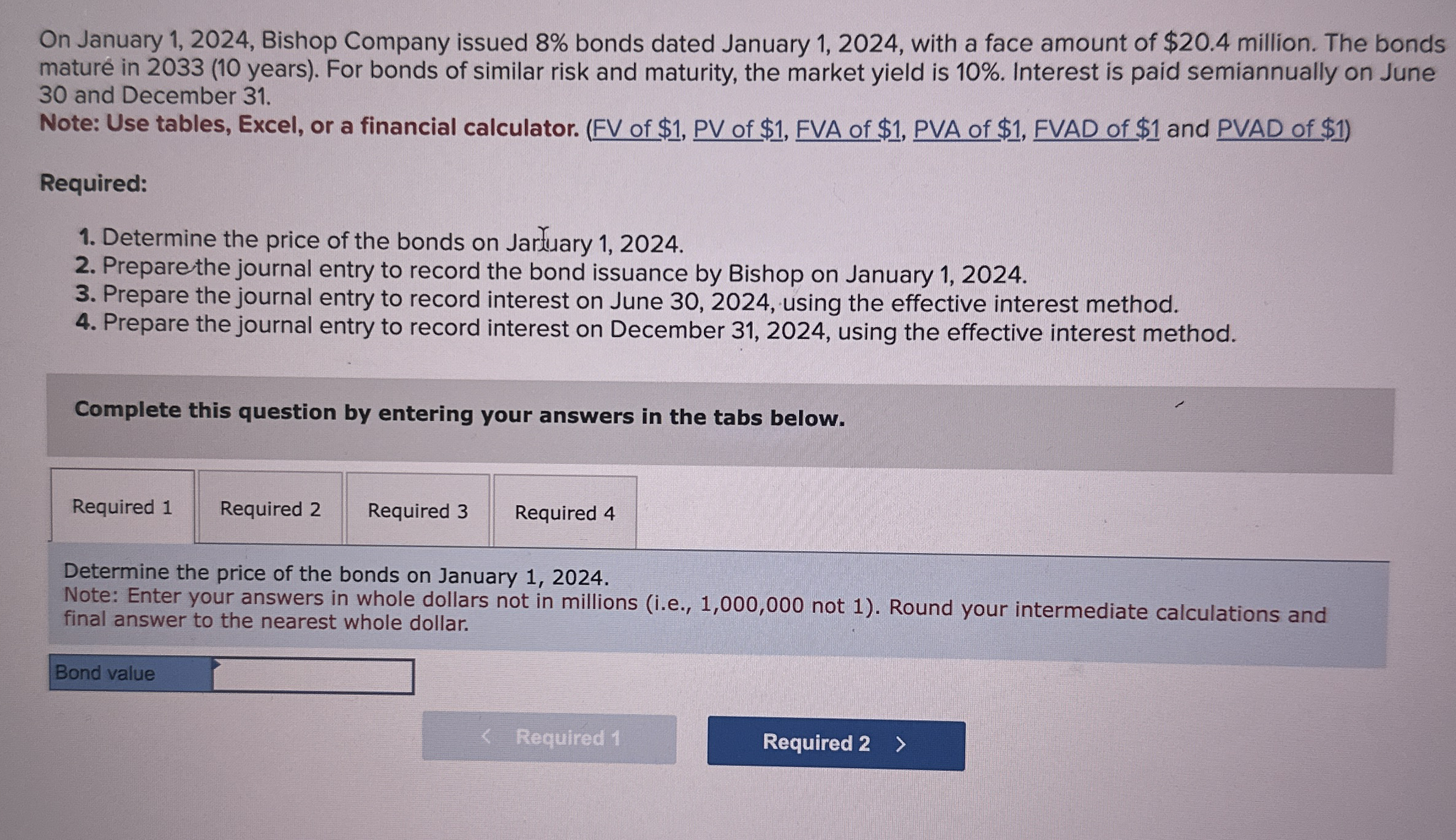 Solved On January 1, 2024, Company issued 8 ﻿bonds