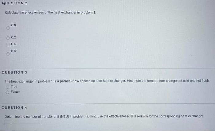 Solved QUESTION 1 Consider a concentric tube heat exchanger | Chegg.com