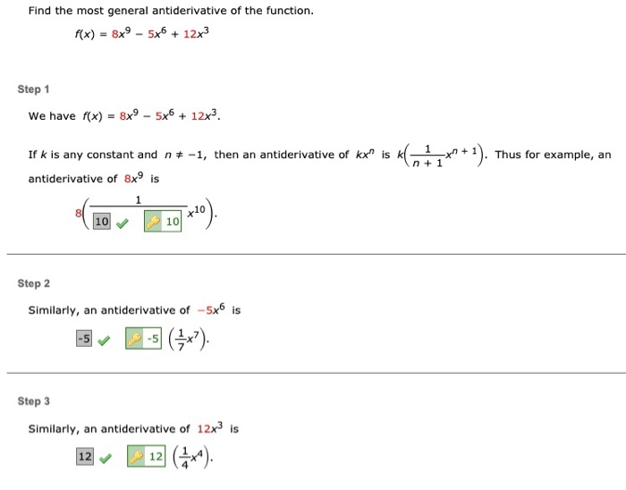 Solved Find The Most General Antiderivative Of The Function