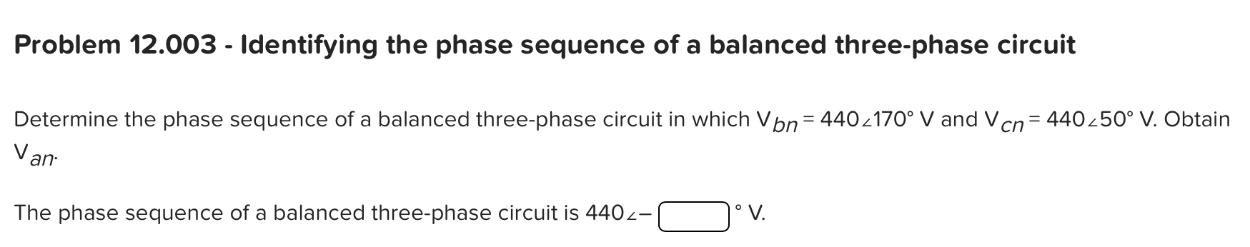 Solved Problem 12.003 - ﻿Identifying the phase sequence of a | Chegg.com