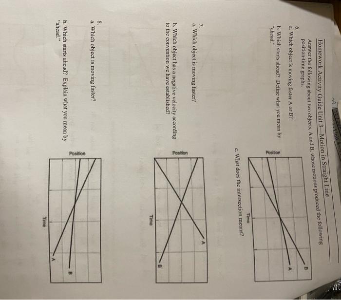 Solved Unit Homework Activity Guide Unit 3-Motion in | Chegg.com