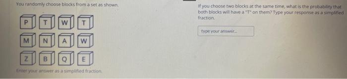 Solved You randornly choose blocks from a set as shown. If | Chegg.com