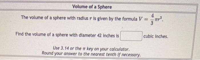 Solved Volume of a Sphere The volume of a sphere with radius | Chegg.com