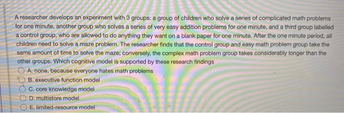 Solved A researcher develops an experiment with 3 groups: a | Chegg.com
