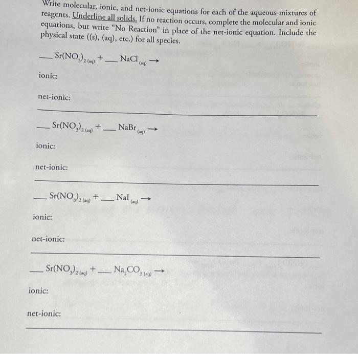 Solved Write molecular, ionic, and net-ionic equations for | Chegg.com