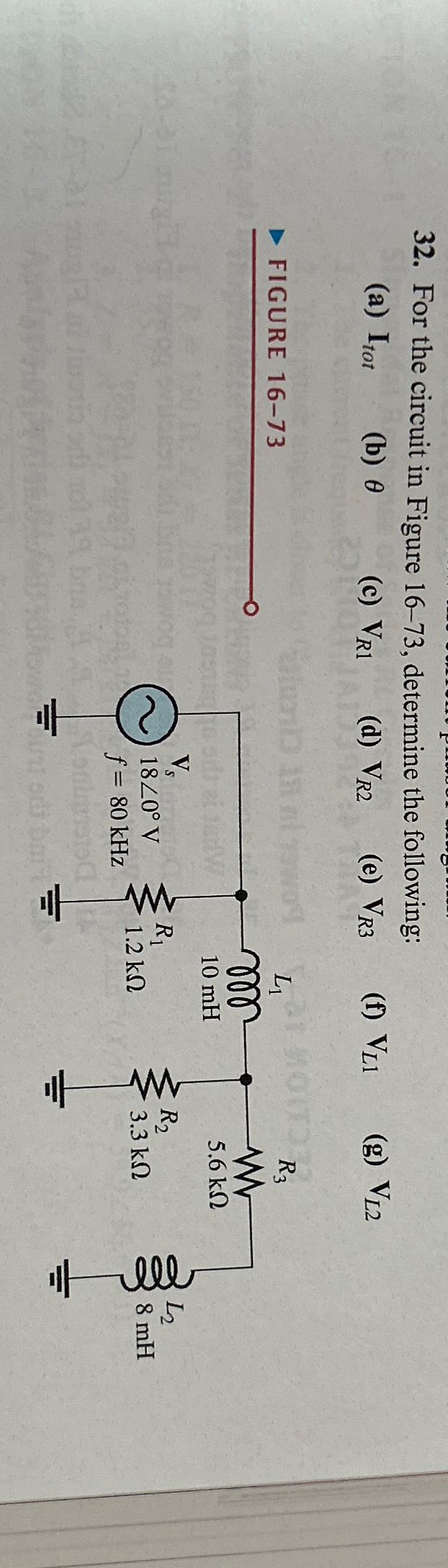 Solved For the circuit in Figure 16-73, ﻿determine the | Chegg.com