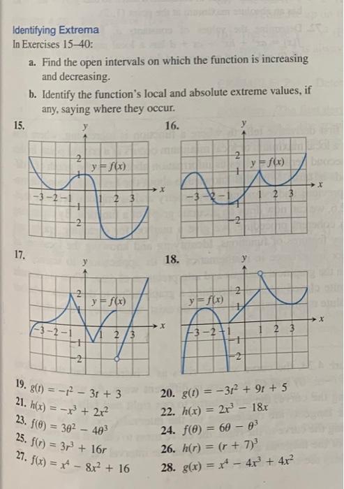 Solved Identifying Extrema In Exercises 15-40: 15. 17. a. | Chegg.com