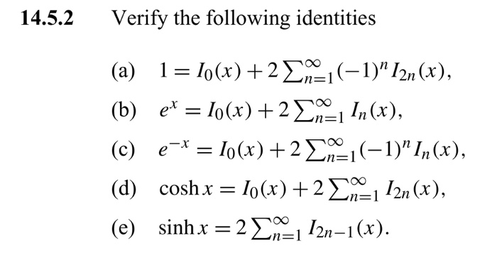 14 5 2 Verify The Following Identities A 1 10 X Chegg Com