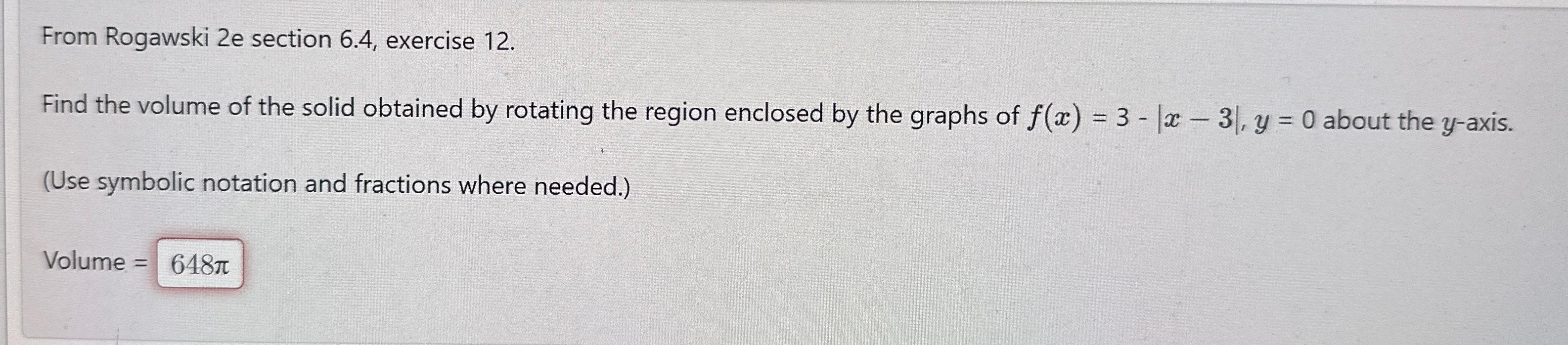 Solved From Rogawski 2e section 6.4, ﻿exercise 12.Find the | Chegg.com