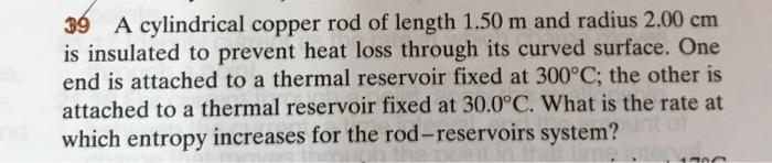 Solved A Cylindrical Copper Rod Of Length M And Chegg Com