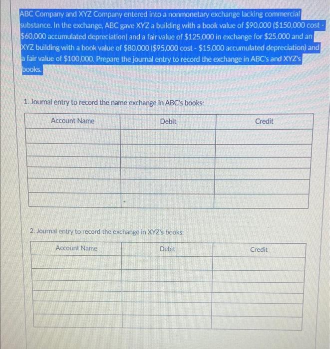Solved ABC Company And XYZ Company Entered Into A | Chegg.com