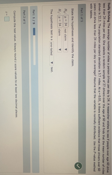 Solved Dally Driving The Average Number Of Miles A Person Chegg Com