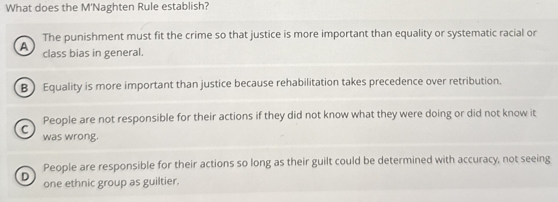 High Quality SOLUTION What does the M'Naghten Rule establish?The ...