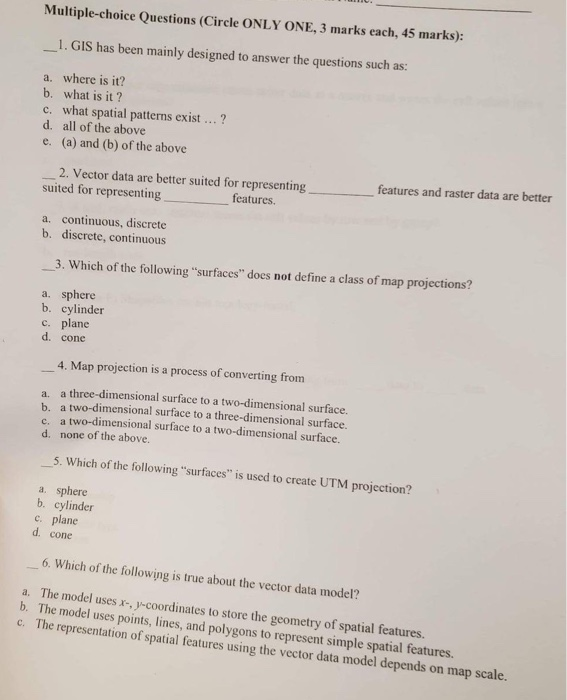 Multiple Choice Questions Circle Only One 3 Marks Chegg 