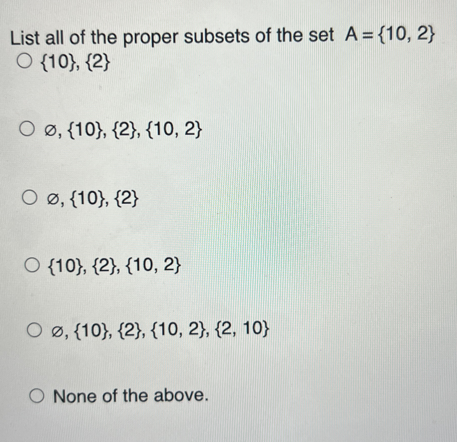 Solved List all of the proper subsets of the set | Chegg.com